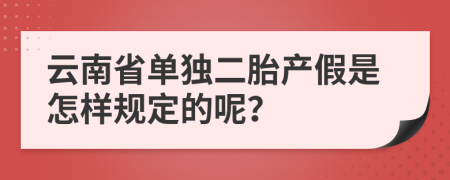 云南省单独二胎产假是怎样规定的呢？