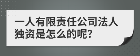 一人有限责任公司法人独资是怎么的呢？