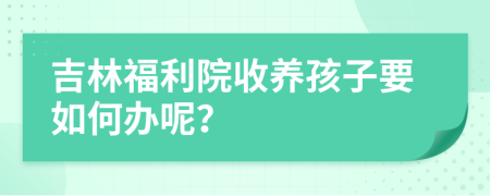 吉林福利院收养孩子要如何办呢？