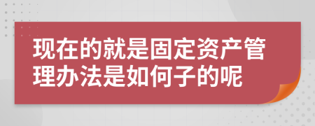 现在的就是固定资产管理办法是如何子的呢