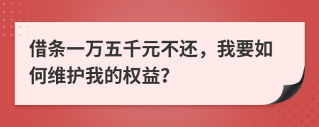 借条一万五千元不还，我要如何维护我的权益？