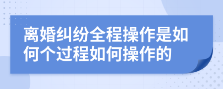 离婚纠纷全程操作是如何个过程如何操作的