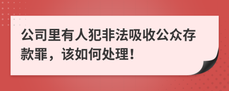 公司里有人犯非法吸收公众存款罪，该如何处理！