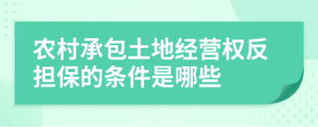 农村承包土地经营权反担保的条件是哪些