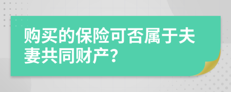 购买的保险可否属于夫妻共同财产？