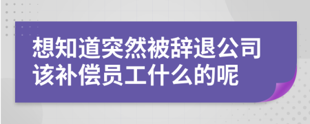 想知道突然被辞退公司该补偿员工什么的呢