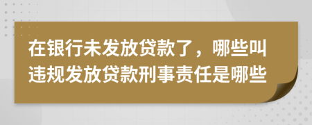 在银行未发放贷款了，哪些叫违规发放贷款刑事责任是哪些