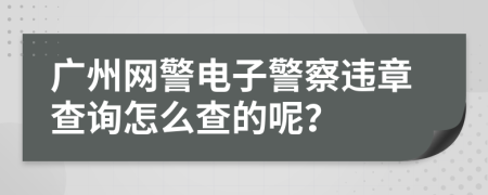 广州网警电子警察违章查询怎么查的呢？