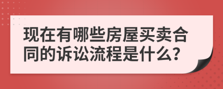 现在有哪些房屋买卖合同的诉讼流程是什么？