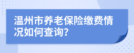 温州市养老保险缴费情况如何查询？