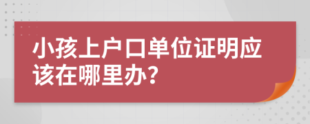 小孩上户口单位证明应该在哪里办？