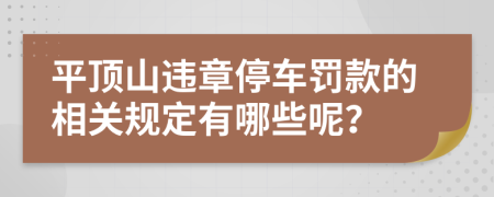 平顶山违章停车罚款的相关规定有哪些呢？