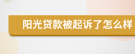 阳光贷款被起诉了怎么样