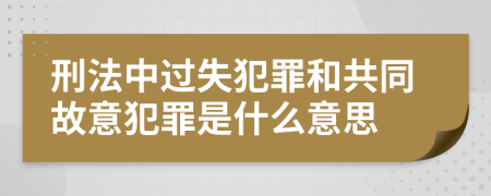 刑法中过失犯罪和共同故意犯罪是什么意思