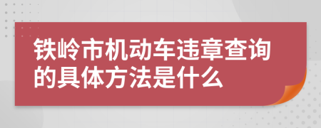 铁岭市机动车违章查询的具体方法是什么