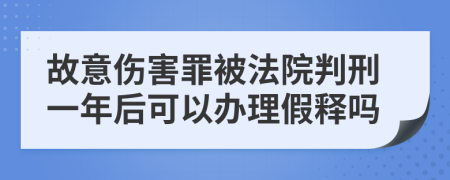 故意伤害罪被法院判刑一年后可以办理假释吗