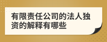 有限责任公司的法人独资的解释有哪些