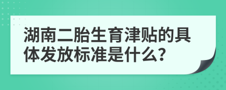 湖南二胎生育津贴的具体发放标准是什么？