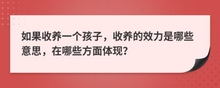如果收养一个孩子，收养的效力是哪些意思，在哪些方面体现？