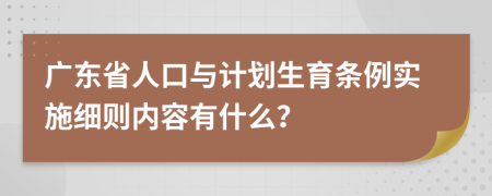 广东省人口与计划生育条例实施细则内容有什么？