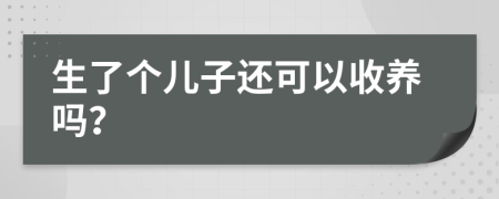 生了个儿子还可以收养吗？