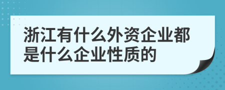 浙江有什么外资企业都是什么企业性质的