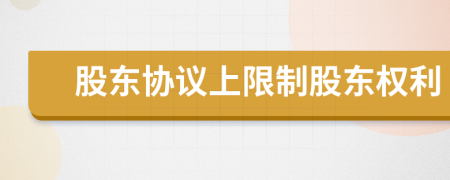 股东协议上限制股东权利