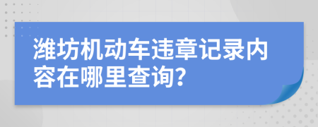 潍坊机动车违章记录内容在哪里查询？