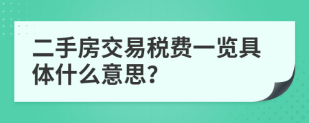 二手房交易税费一览具体什么意思？