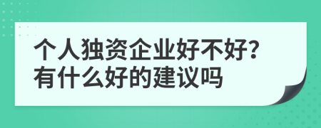 个人独资企业好不好？有什么好的建议吗