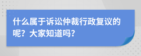 什么属于诉讼仲裁行政复议的呢？大家知道吗？