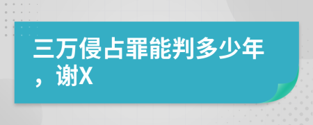 三万侵占罪能判多少年，谢X