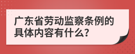 广东省劳动监察条例的具体内容有什么？