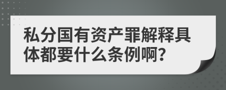 私分国有资产罪解释具体都要什么条例啊？