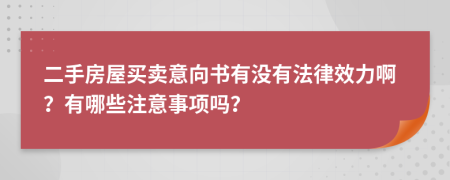 二手房屋买卖意向书有没有法律效力啊？有哪些注意事项吗？