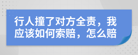 行人撞了对方全责，我应该如何索赔，怎么赔