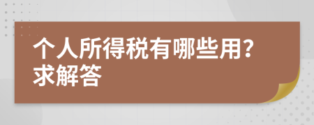 个人所得税有哪些用？求解答