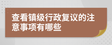 查看镇级行政复议的注意事项有哪些