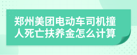 郑州美团电动车司机撞人死亡扶养金怎么计算