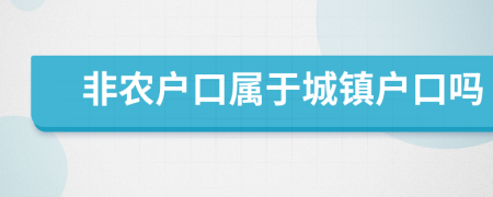 非农户口属于城镇户口吗