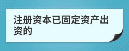 注册资本已固定资产出资的