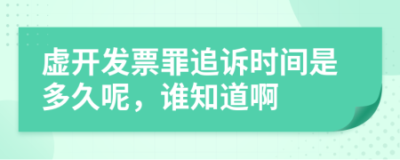 虚开发票罪追诉时间是多久呢，谁知道啊