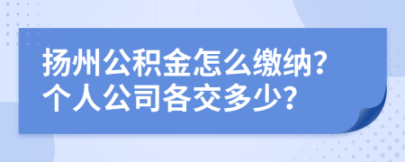 扬州公积金怎么缴纳？个人公司各交多少？