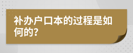 补办户口本的过程是如何的？