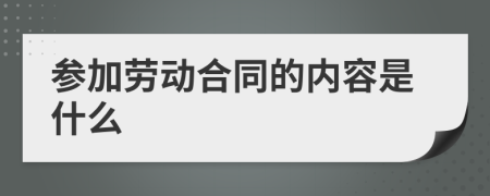 参加劳动合同的内容是什么