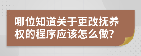 哪位知道关于更改抚养权的程序应该怎么做？
