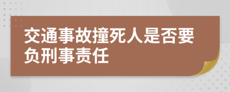 交通事故撞死人是否要负刑事责任