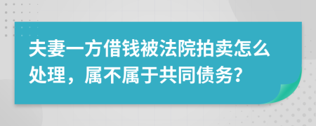 夫妻一方借钱被法院拍卖怎么处理，属不属于共同债务？