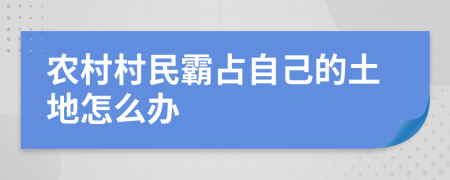 农村村民霸占自己的土地怎么办