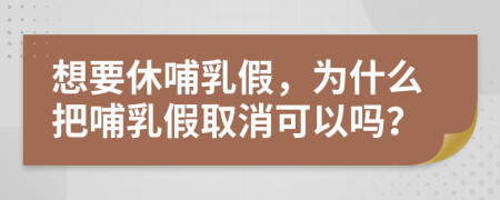 想要休哺乳假，为什么把哺乳假取消可以吗？